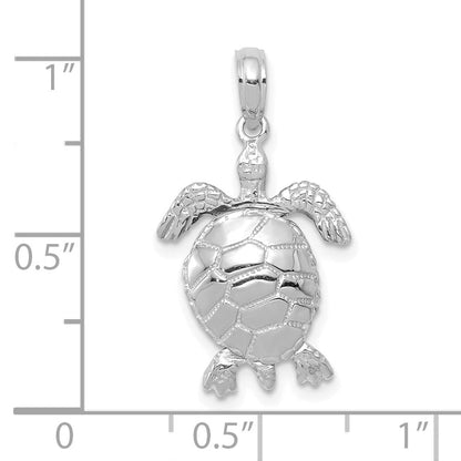 10K Weißgold 3-d Beweglich Schildkröte Anhänger