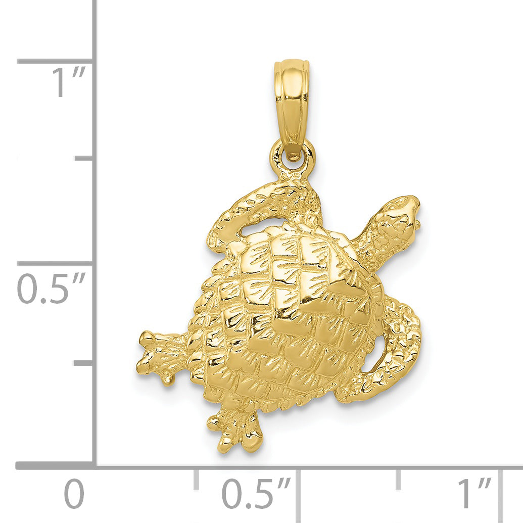 10K Gelbgold 10K Massiv Poliert Offen-backed Schildkröte Anhänger