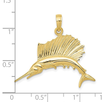 10K Gelbgold Poliert Sailfish Anhänger