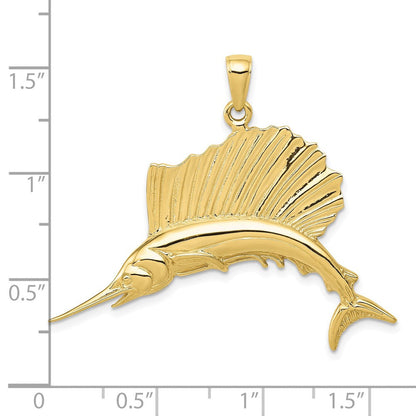10K Gelbgold Poliert Sailfish Anhänger
