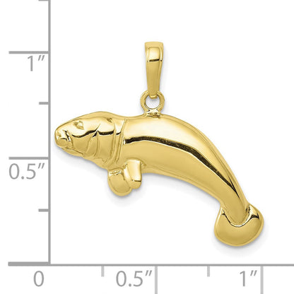 10K Gelbgold 10K Massiv Poliert Manatee Anhänger