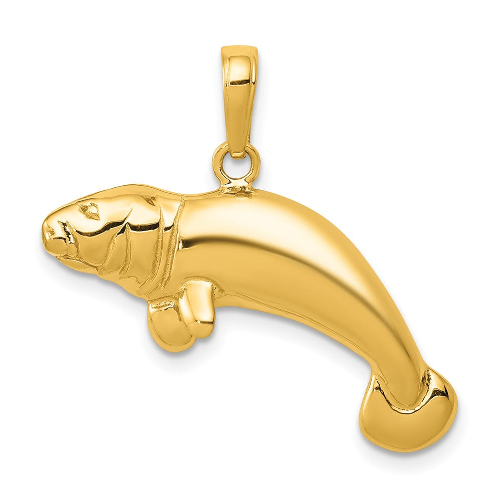10K Gelbgold 10K Massiv Poliert Manatee Anhänger