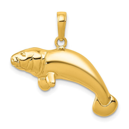 10K Gelbgold 10K Massiv Poliert Manatee Anhänger