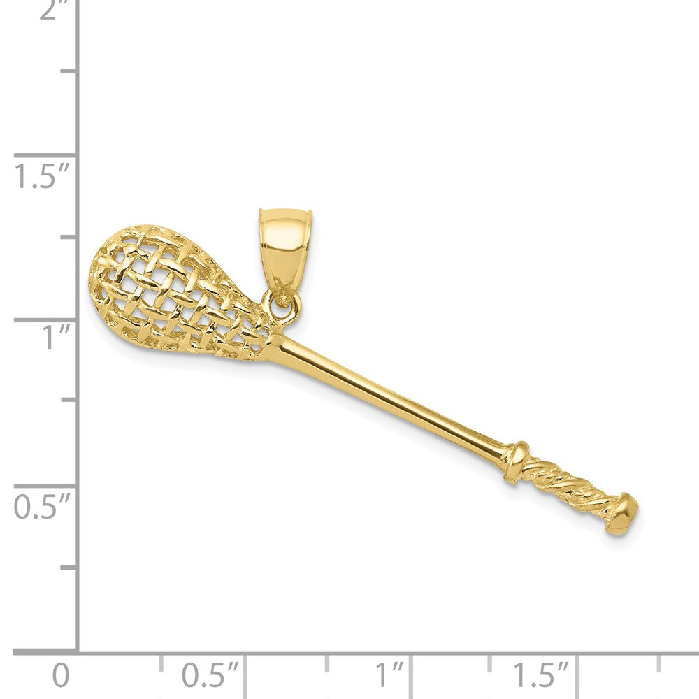 10K Gelbgold 10K Massiv Poliert 3-d Lacrosse Stick Anhänger