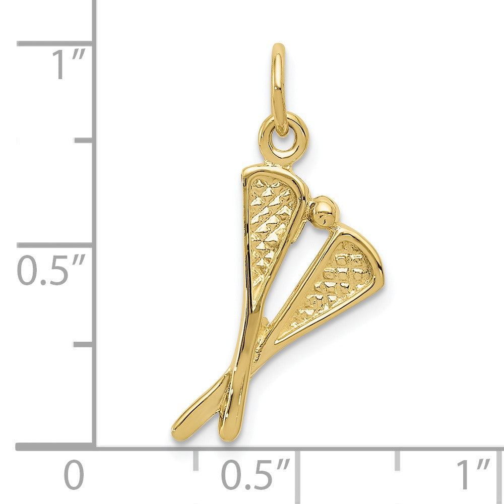 10K Gelbgold Poliert Lacrosse Sticks Charm