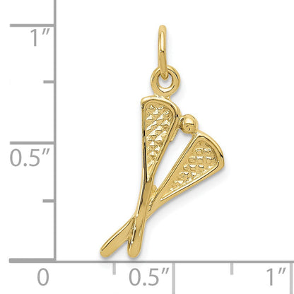 10K Gelbgold Poliert Lacrosse Sticks Charm