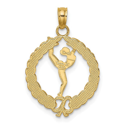 10K Gelbgold 10K Massiv Poliert Framed Gymnast Anhänger