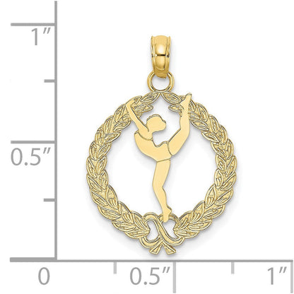 10K Gelbgold 10K Massiv Poliert Framed Gymnast Anhänger