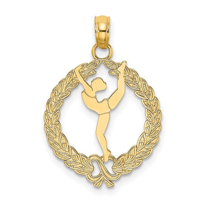 10K Gelbgold 10K Massiv Poliert Framed Gymnast Anhänger