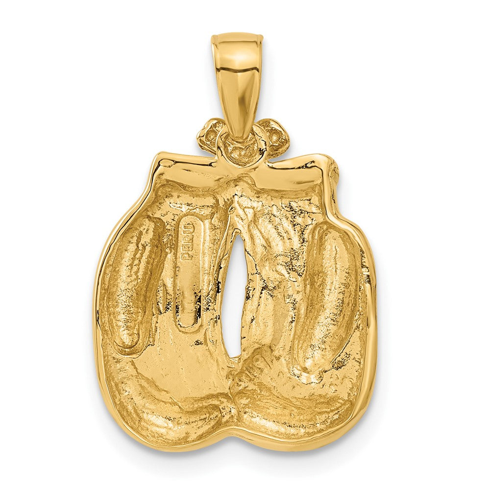 10K Gelbgold Massiv Poliert Offen-backed Boxing Gloves Anhänger