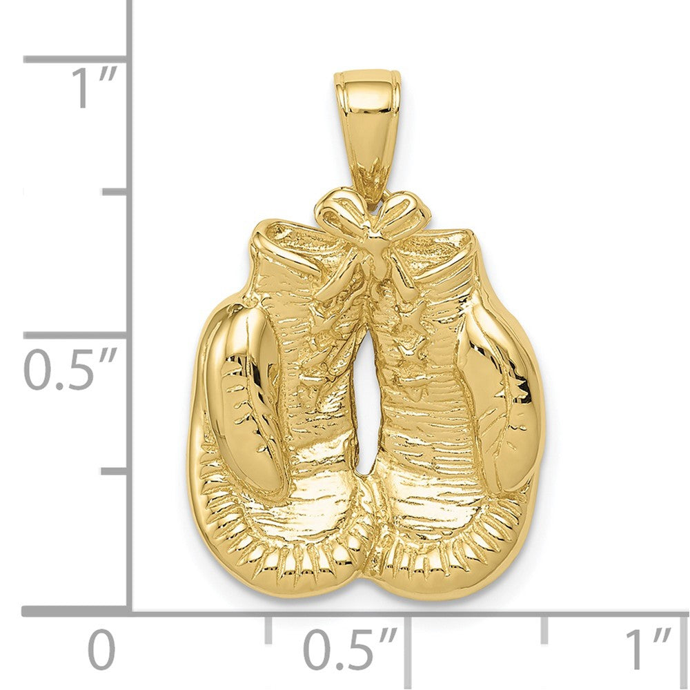 10K Gelbgold Massiv Poliert Offen-backed Boxing Gloves Anhänger