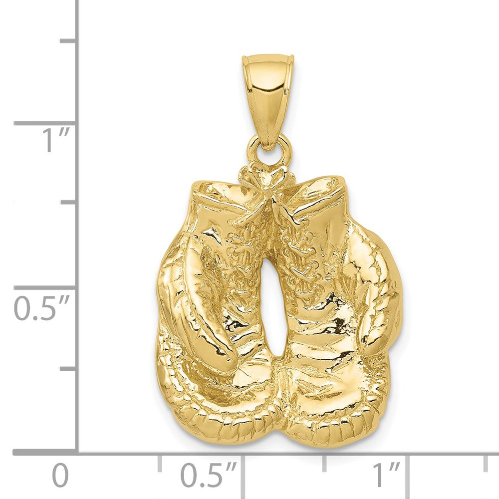 10K Gelbgold 10K Massiv Poliert Offen-backed Boxing Gloves Anhänger