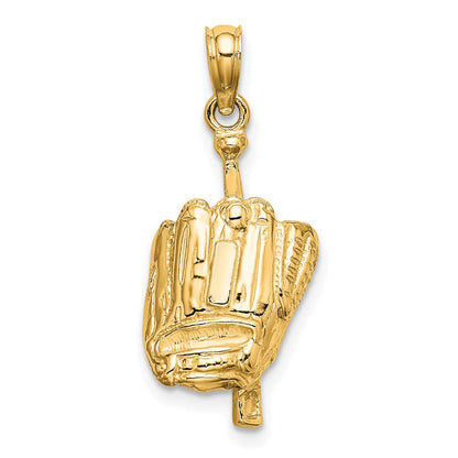 10K Gelbgold 10K Poliert 3-d Glove/bat/ball Baseball Anhänger