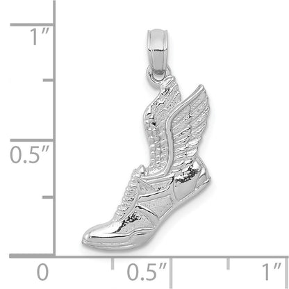 10K Weißgold Poliert Running Schuh Anhänger