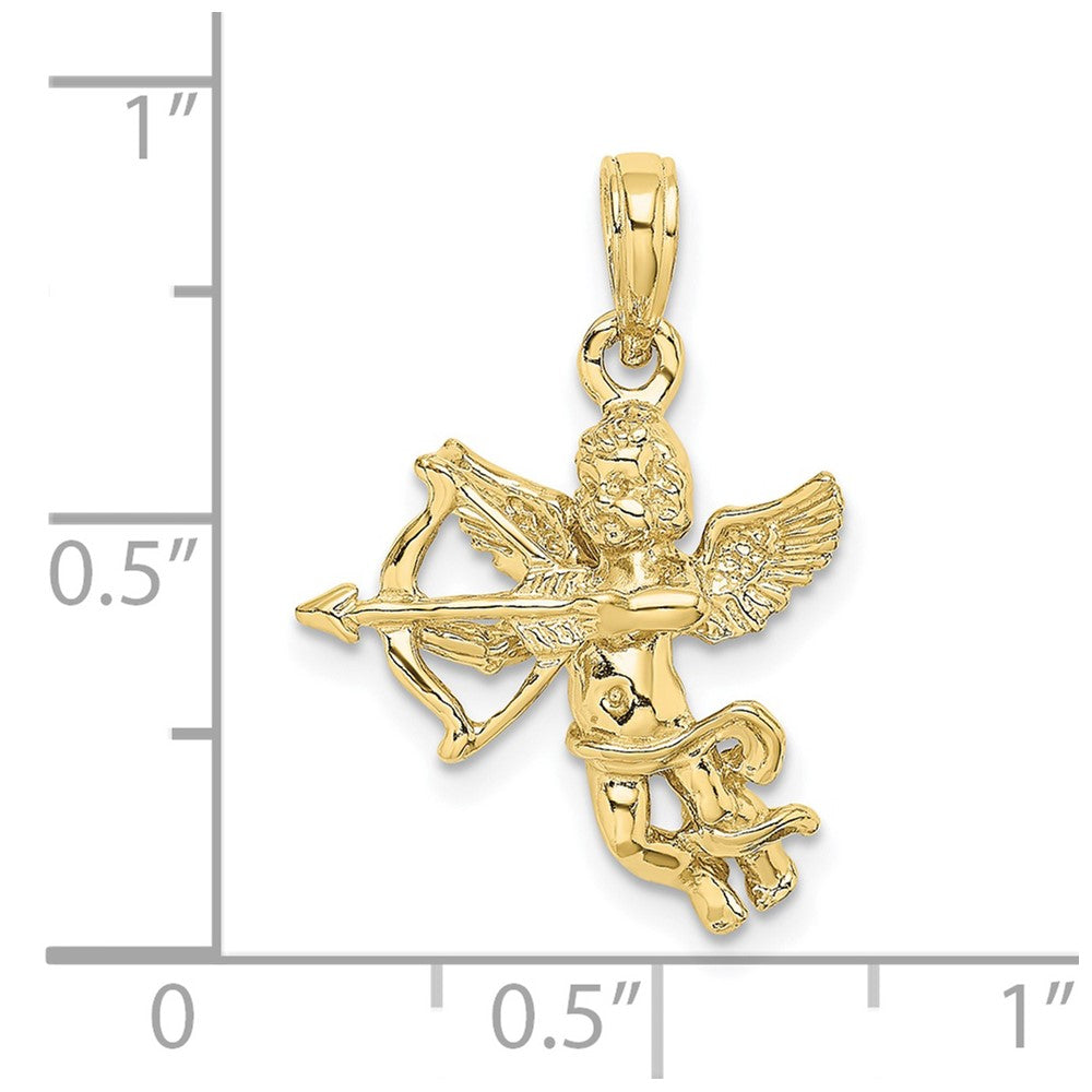 10K Gelbgold Cupid mit Schleife und Pfeil Charm