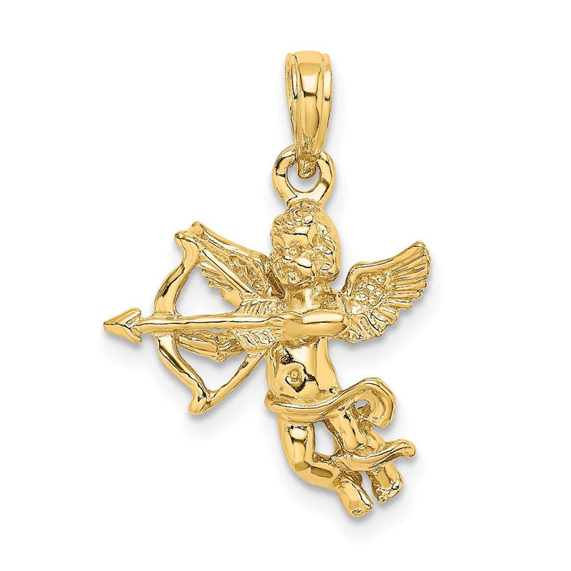 10K Gelbgold Cupid mit Schleife und Pfeil Charm