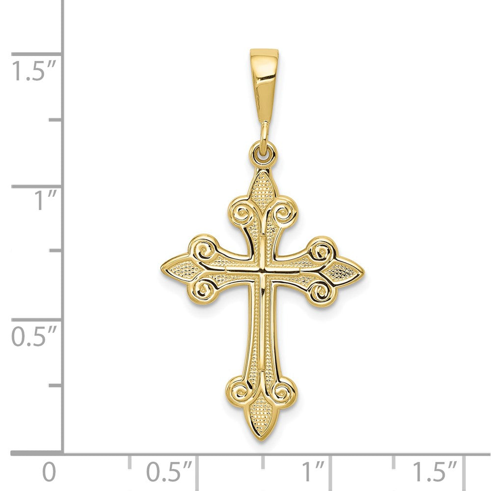 10K Gelbgold Fleur De Lis Kreuz Anhänger