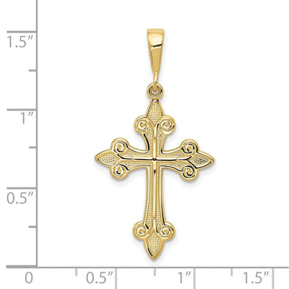 10K Gelbgold Fleur De Lis Kreuz Anhänger