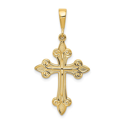 10K Gelbgold Fleur De Lis Kreuz Anhänger
