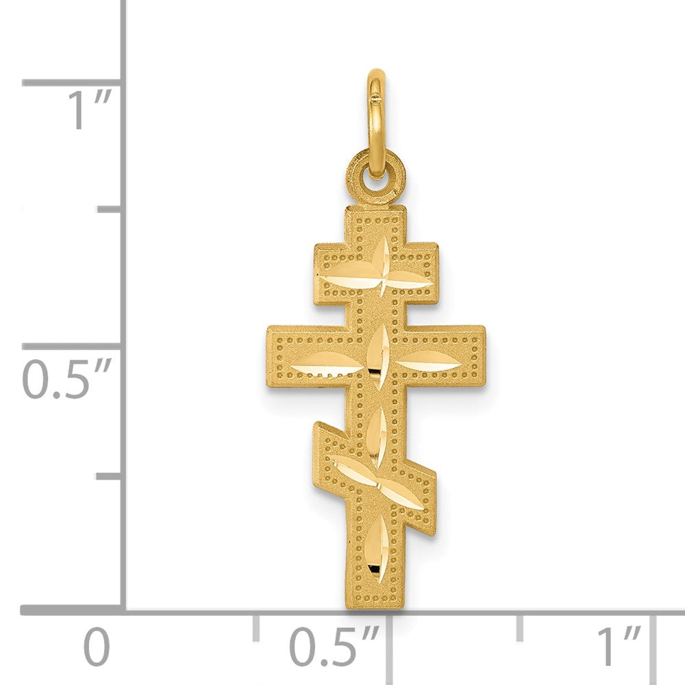10K Gelbgold Massiv Flach-backed Eastern Orthodox Kreuz Anhänger