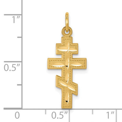 10K Gelbgold Massiv Flach-backed Eastern Orthodox Kreuz Anhänger