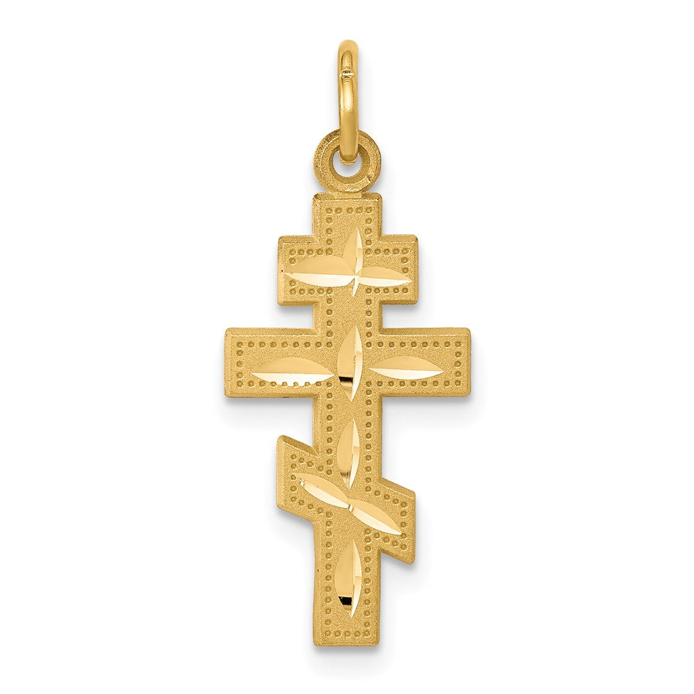 10K Gelbgold Massiv Flach-backed Eastern Orthodox Kreuz Anhänger