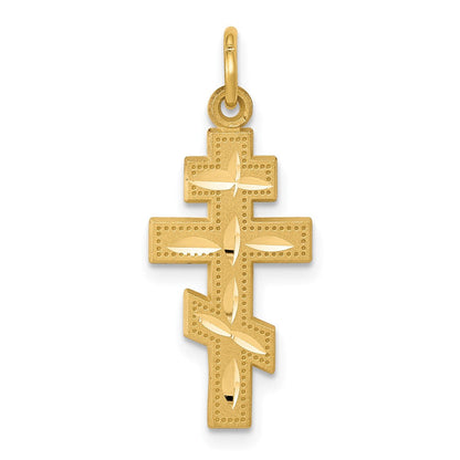 10K Gelbgold Massiv Flach-backed Eastern Orthodox Kreuz Anhänger