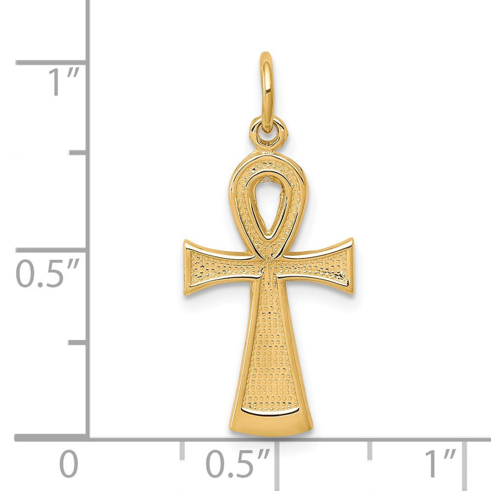 10K Gelbgold Massiv Flach-backed Ankh/egyptian Kreuz Anhänger