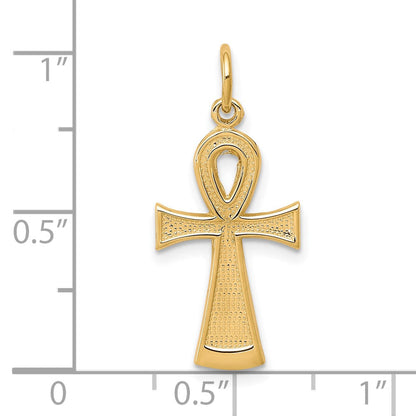 10K Gelbgold Massiv Flach-backed Ankh/egyptian Kreuz Anhänger