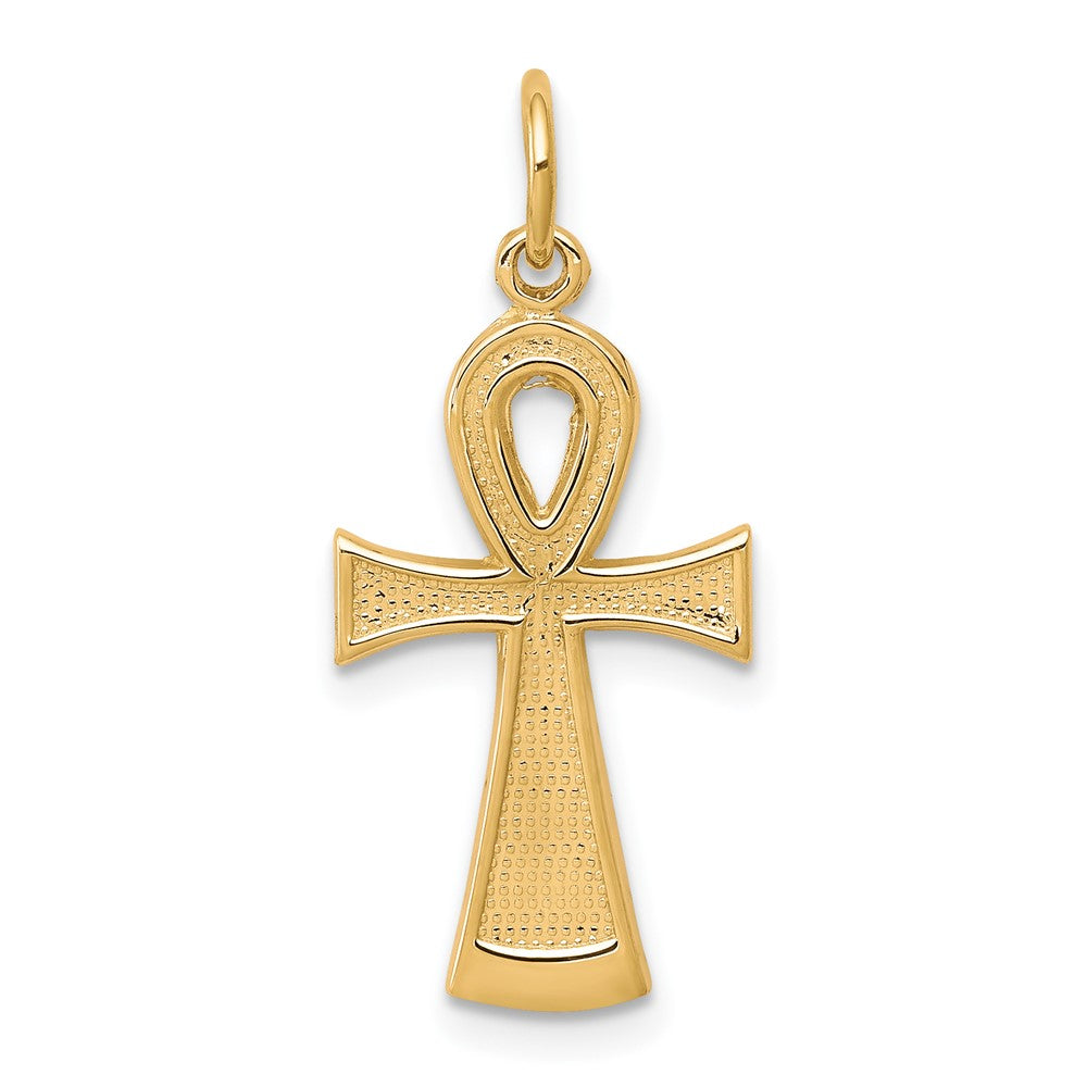 10K Gelbgold Massiv Flach-backed Ankh/egyptian Kreuz Anhänger