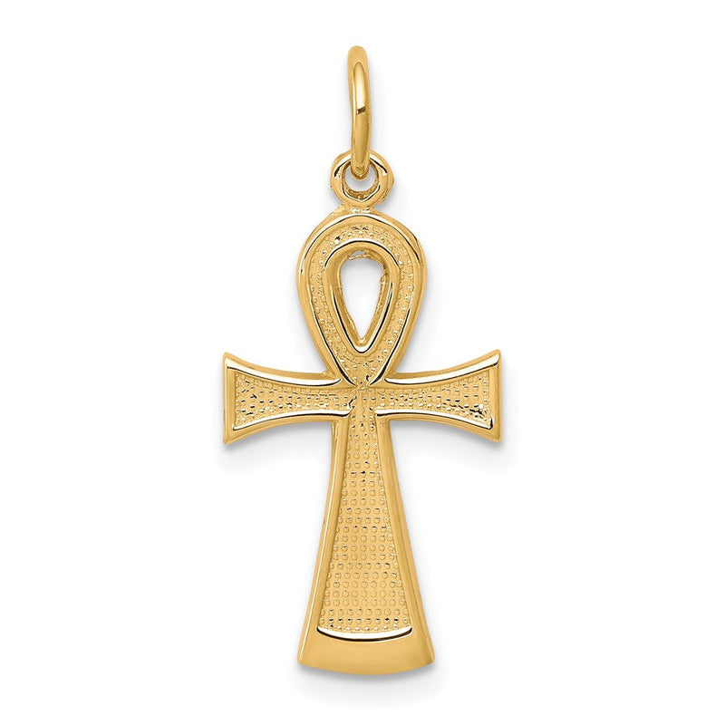 10K Gelbgold Massiv Flach-backed Ankh/egyptian Kreuz Anhänger