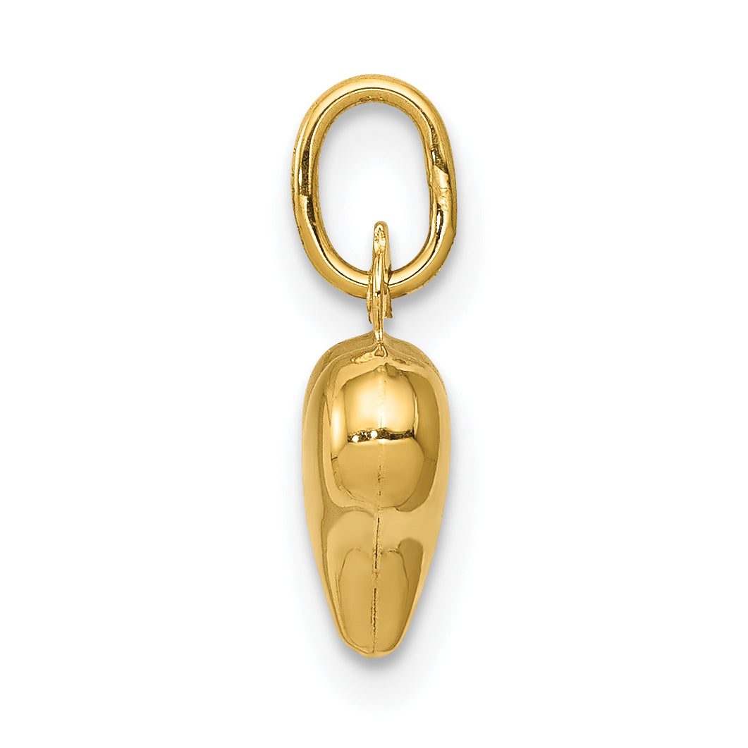 10K Gelbgold 10K Poliert 3-d Herz Charm