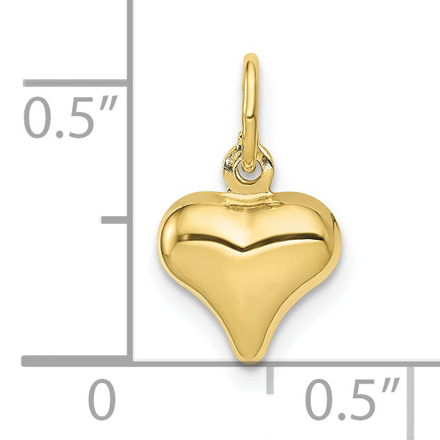 10K Gelbgold 10K Poliert 3-d Herz Charm