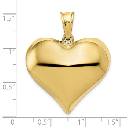 10K Gelbgold 10K Poliert 3-d Herz Anhänger