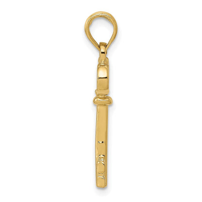 10K Gelbgold 10K Poliert 3-d Key Charm