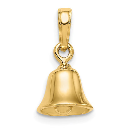 10K Gelbgold 10K 3-d Beweglich Bell Anhänger