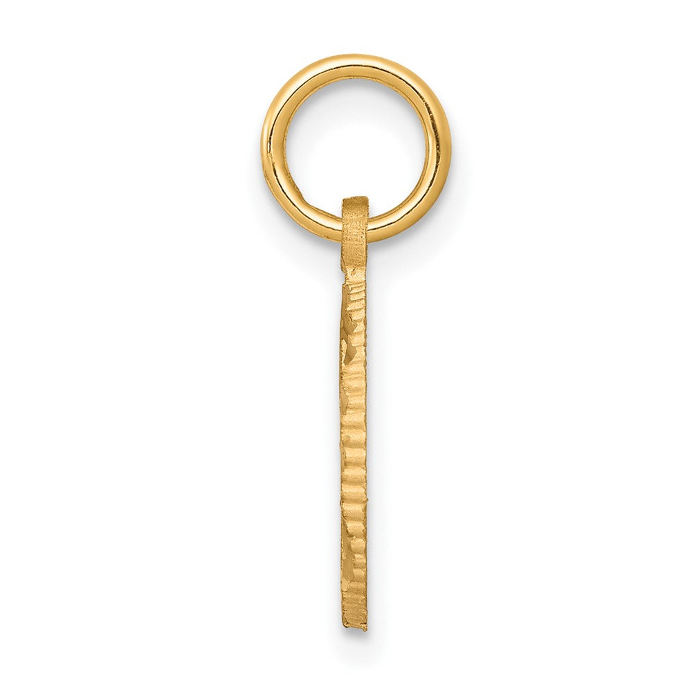 10K Gelbgold Massiv Flach-backed Kreuz in Kreis For Eternal Leben Charm