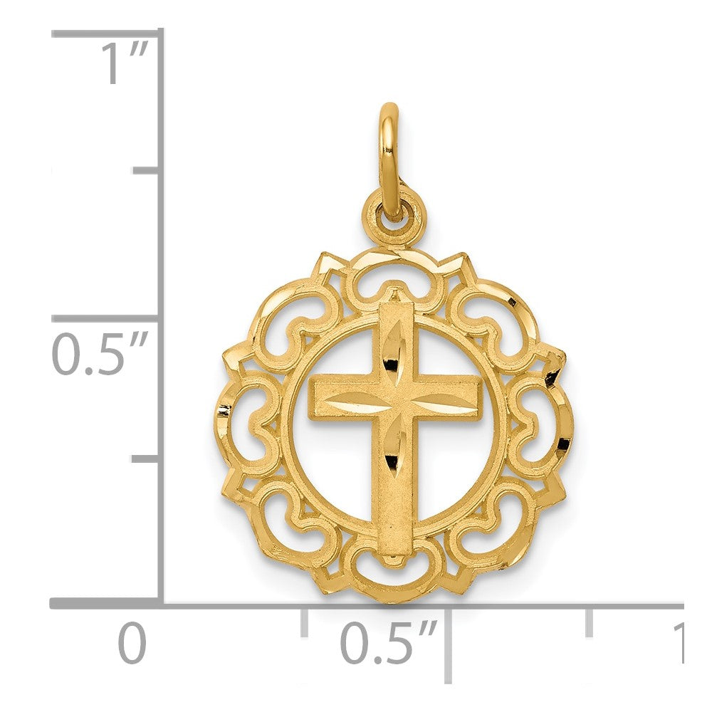 10K Gelbgold Kreuz in Rahmen Charm