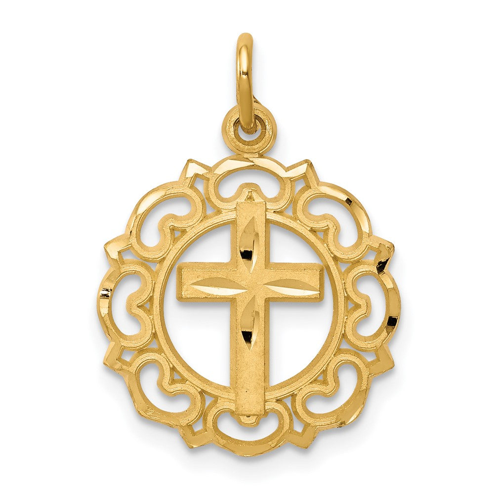 10K Gelbgold Kreuz in Rahmen Charm