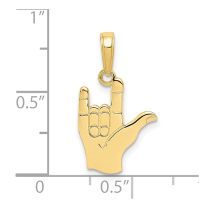 10K Gelbgold 10K I Liebe You Hand/ Zeichen Language Anhänger