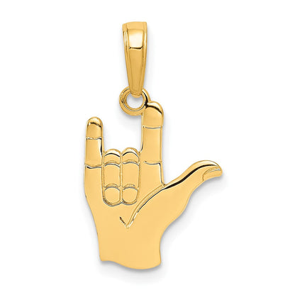 10K Gelbgold 10K I Liebe You Hand/ Zeichen Language Anhänger