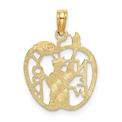 10K Gelbgold Ausgeschnitten New York mit Statue Of Liberty in Apple Charm