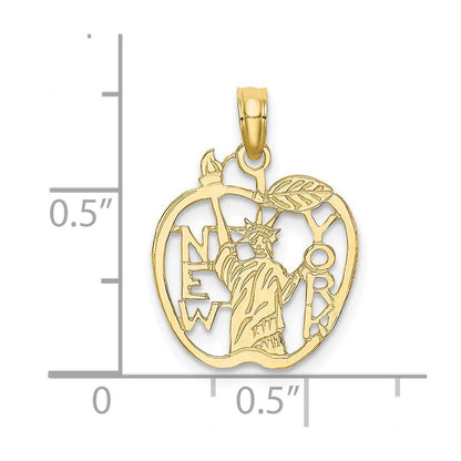 10K Gelbgold Ausgeschnitten New York mit Statue Of Liberty in Apple Charm