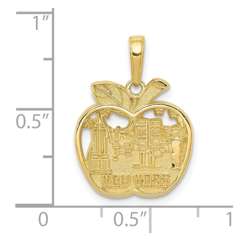 10K Gelbgold New York City Skyline in Apple Anhänger