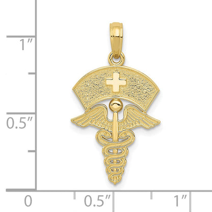10K Gelbgold Caduceus mit Nurses Cap Anhänger