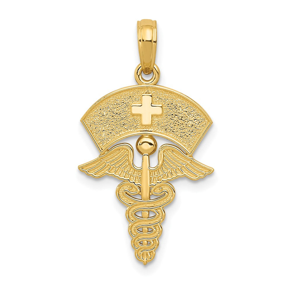10K Gelbgold Caduceus mit Nurses Cap Anhänger