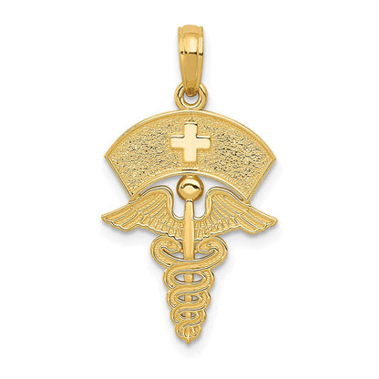 10K Gelbgold Caduceus mit Nurses Cap Anhänger