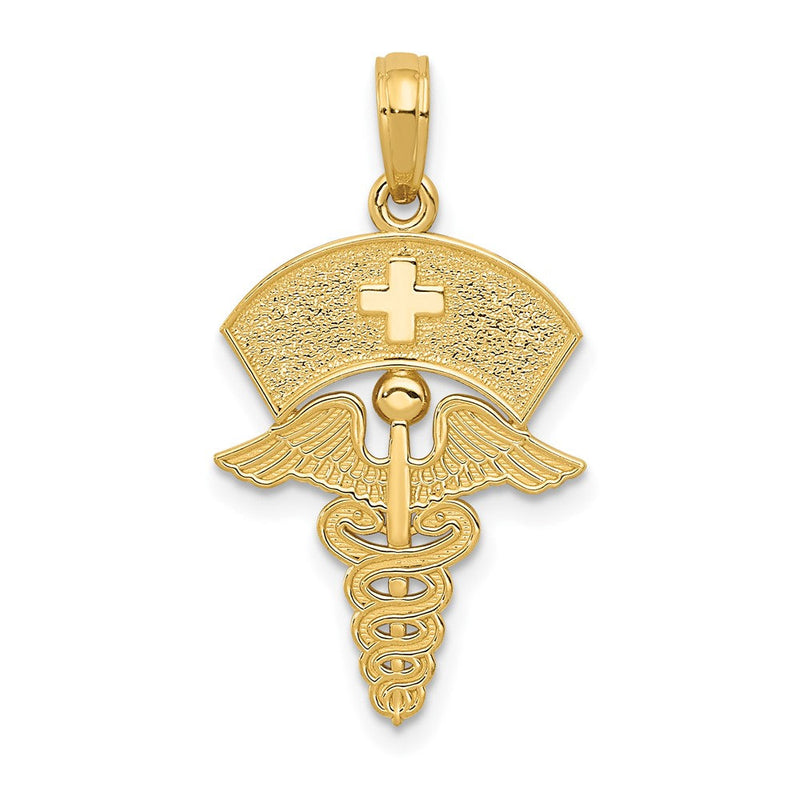 10K Gelbgold Caduceus mit Nurses Cap Anhänger