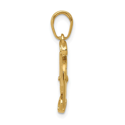 10K Gelbgold 3-d Beweglich Scissors Anhänger