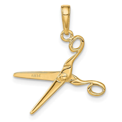 10K Gelbgold 3-d Beweglich Scissors Anhänger